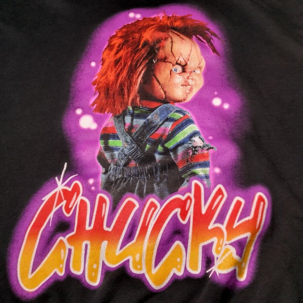 Chucky Doll Hoodie Hooded Sweatshirt Men Medium Black Pullover Horror Movie - Picture 2 of 10